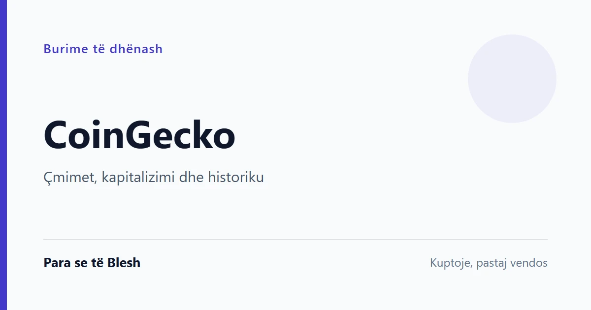 CoinGecko: çmimet dhe kapitalizimi