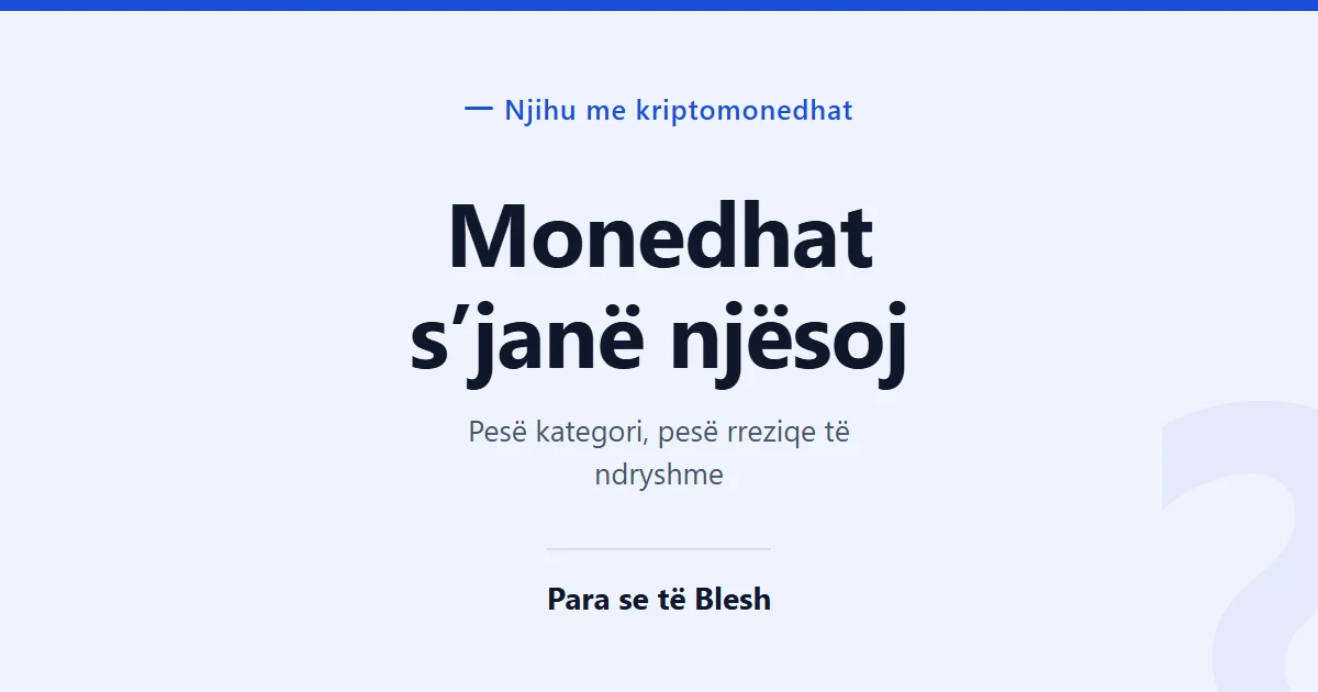 Llojet e kriptomonedhave: pesë kategoritë kryesore